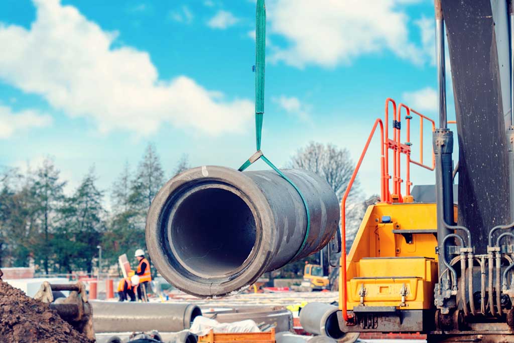 Pipeline infrastructure being installed.